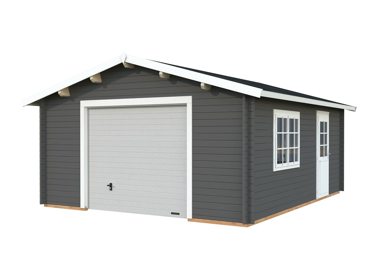 Palmako Garage Roger 23,9 m² - 44 mm - mit Sektionaltor dunkelgrau/weiß lackiert Palmako Garage Roger 23,9 m² - 44 mm - mit Sektionaltor dunkelgrau/weiß lackiert von Palmako