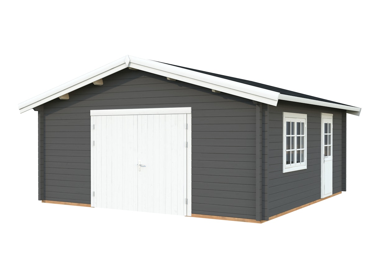 Palmako Garage Roger 27,7 m² - 70 mm - mit Holztor dunkelgrau/weiß lackiert Palmako Garage Roger 27,7 m² - 70 mm - mit Holztor dunkelgrau/weiß lackiert von Palmako