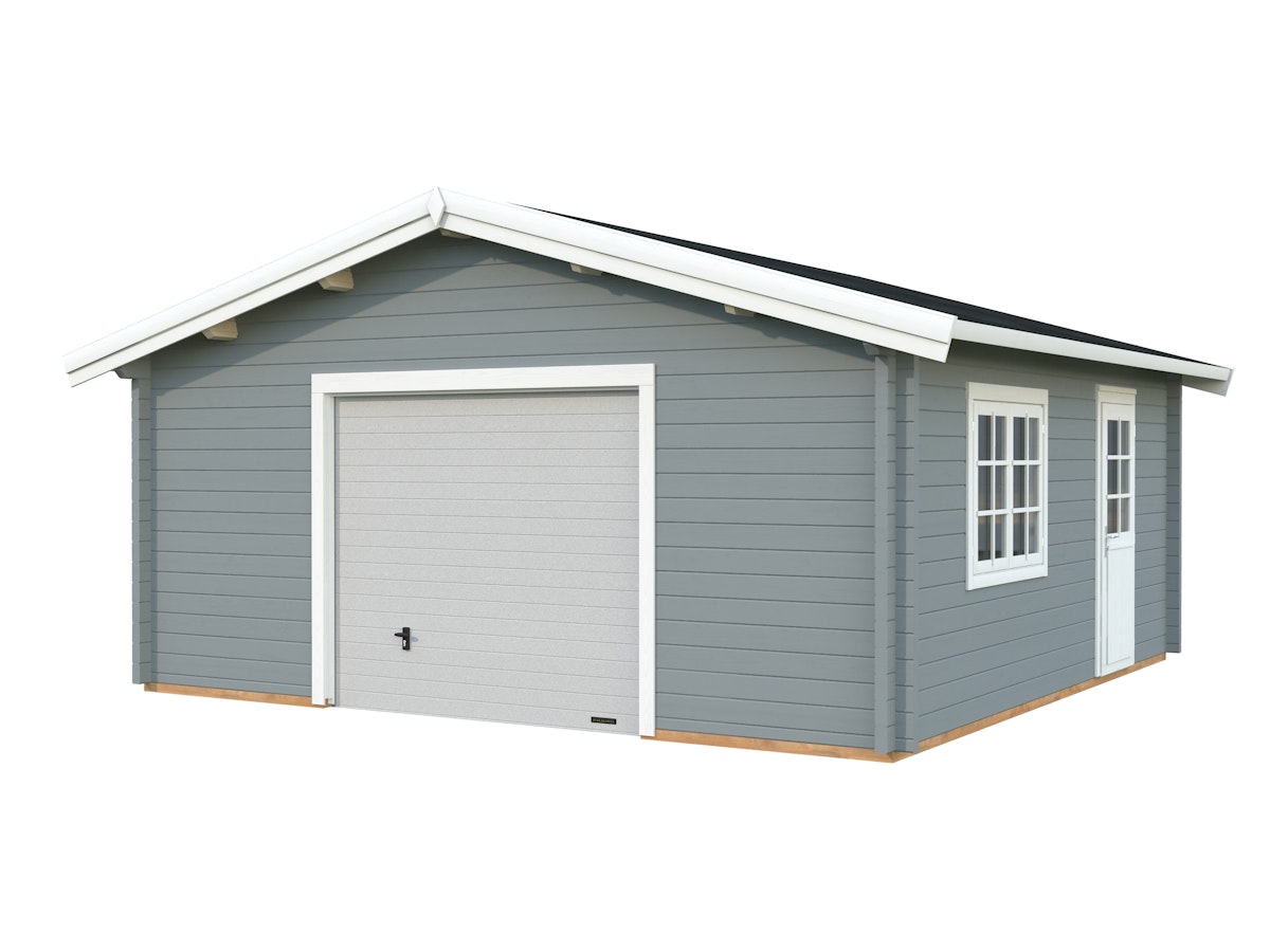 Palmako Garage Roger 27,7 m² - 70 mm - mit Sektionaltor hellgrau/weiß lackiert Palmako Garage Roger 27,7 m² - 70 mm - mit Sektionaltor hellgrau/weiß lackiert von Palmako