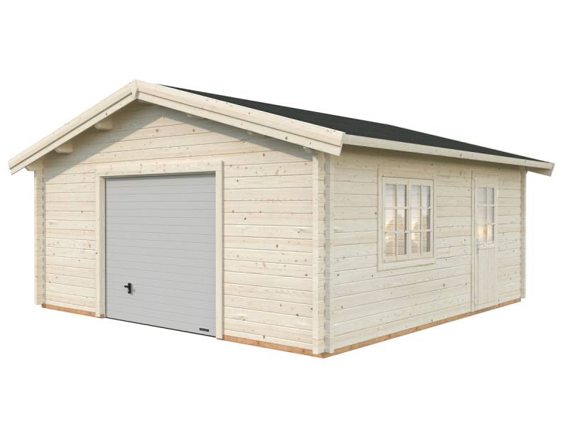 Palmako Garage Roger 27,7 m² - 70 mm - mit Sektionaltor naturbelassen von Palmako