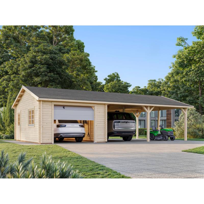 Palmako Garage Roger mit Sektionaltor 953 x 550 cm Transparent FSC® von Palmako