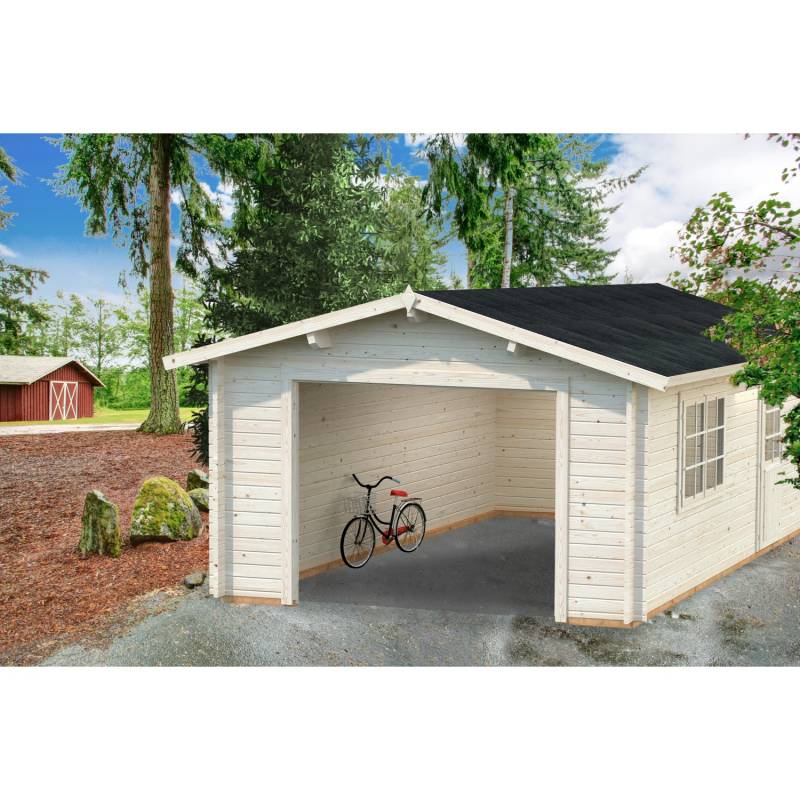 Palmako Garage Roger ohne Tor 360 x 550 cm Lackiert Dunkelgrau-Weiß FSC® von Palmako