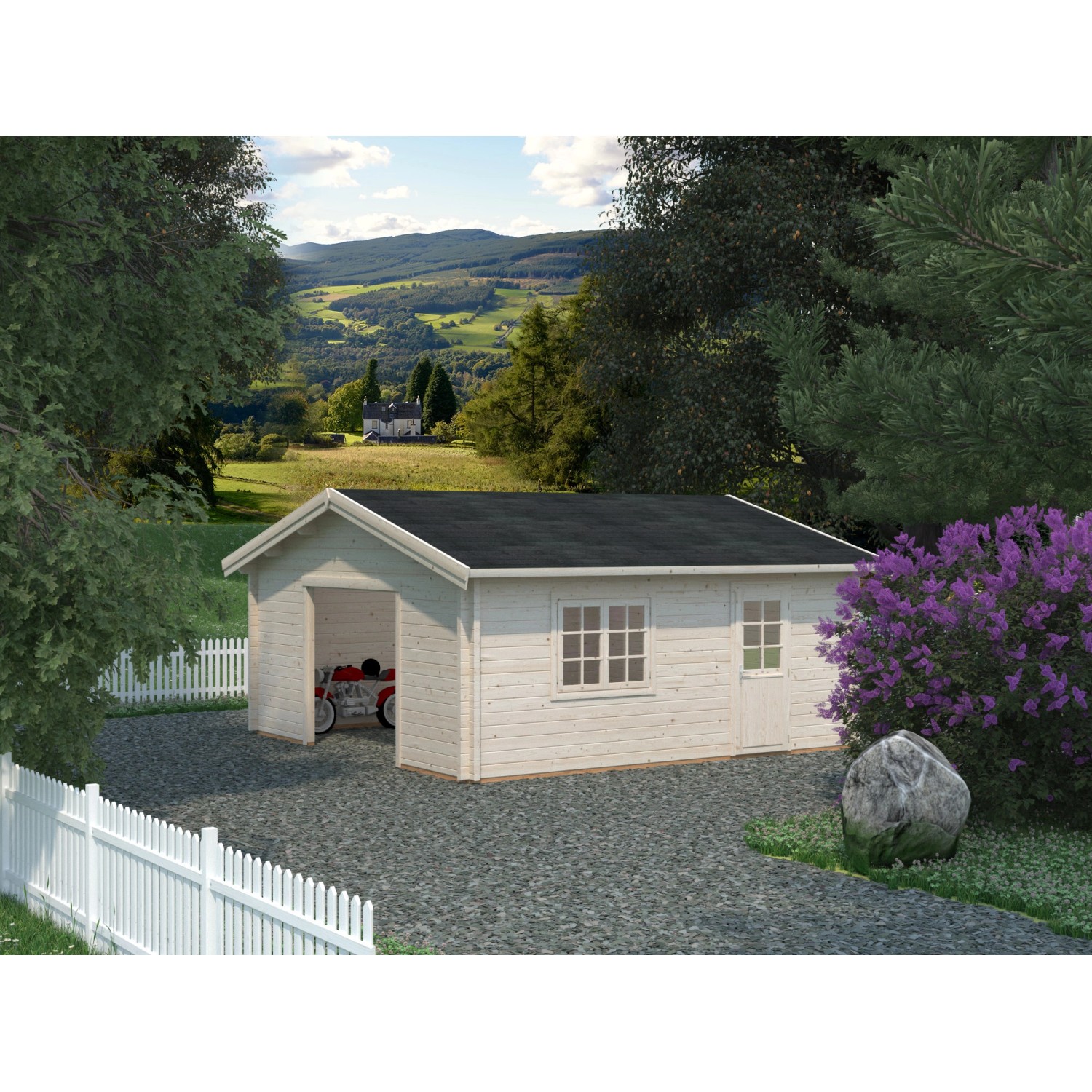 Palmako Garage Roger ohne Tor 540 x 540 cm Lackiert Weiß FSC® von Palmako