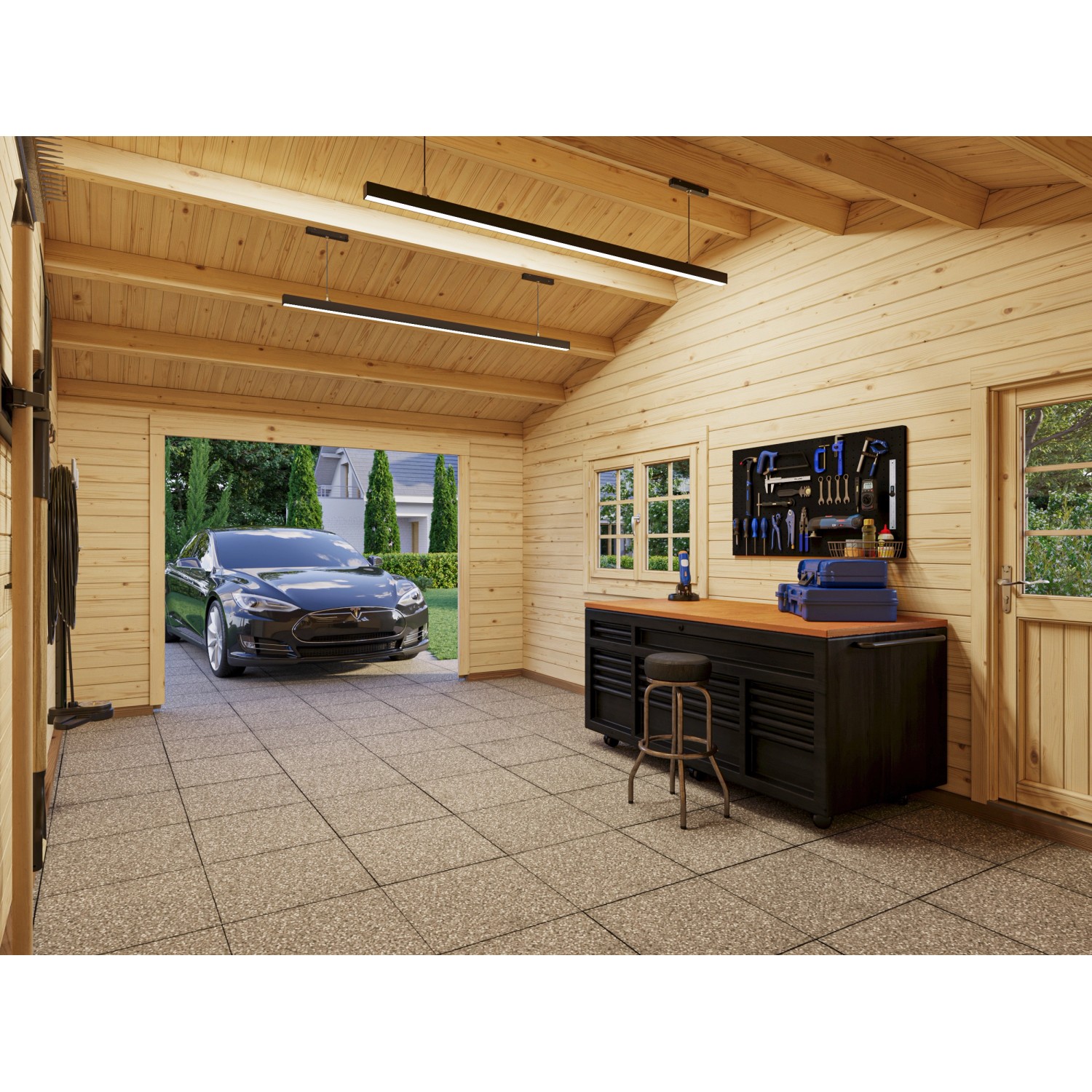 Palmako Garage Roger ohne Tor 956 x 550 cm Lackiert Weiß FSC® von Palmako