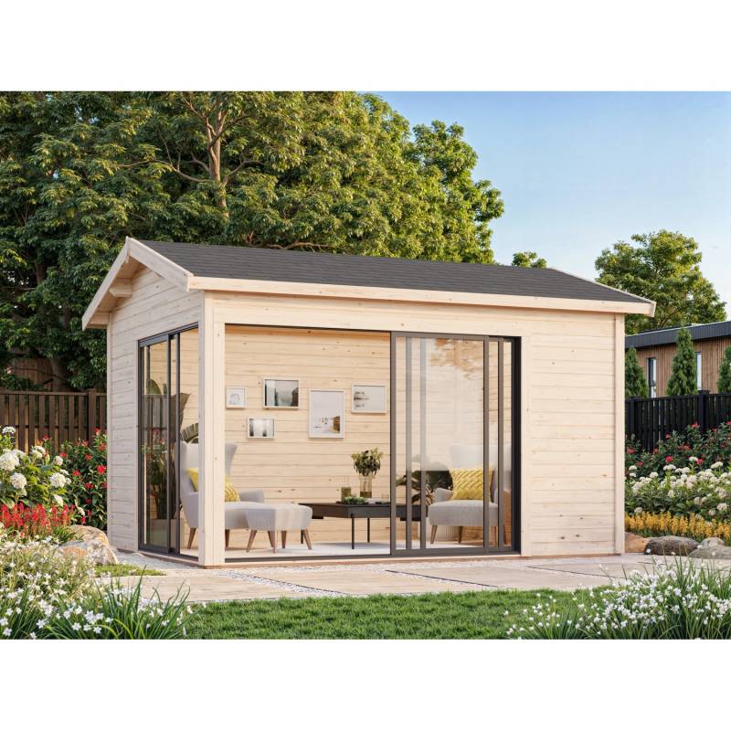 Palmako Gartenhaus Amanda Slide Plus 390 x 300 cm Grau FSC® von Palmako