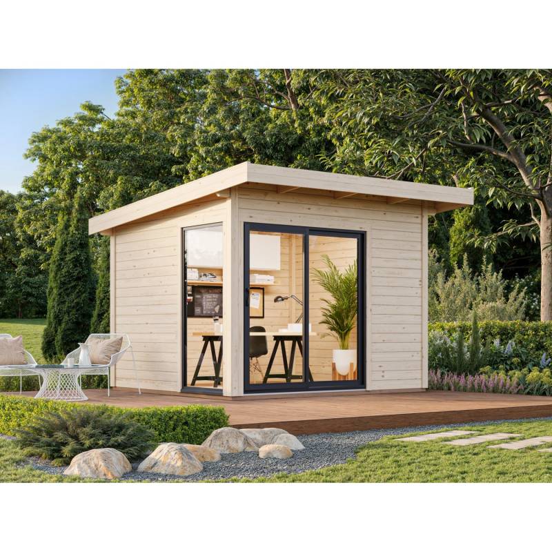 Palmako Gartenhaus Andrea Slide Plus 296 x 270 cm Hellgrau-Anthrazit FSC® von Palmako