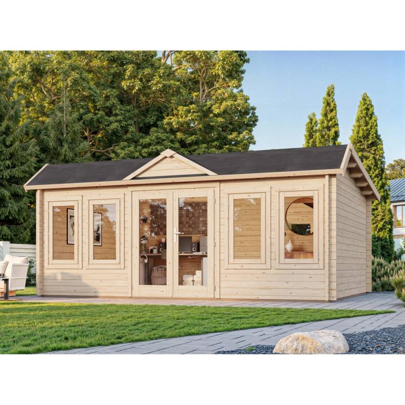 Palmako Gartenhaus Claudia Pent 530 x 380 cm Lackiert Hellgrau-Anthrazit FSC® von Palmako