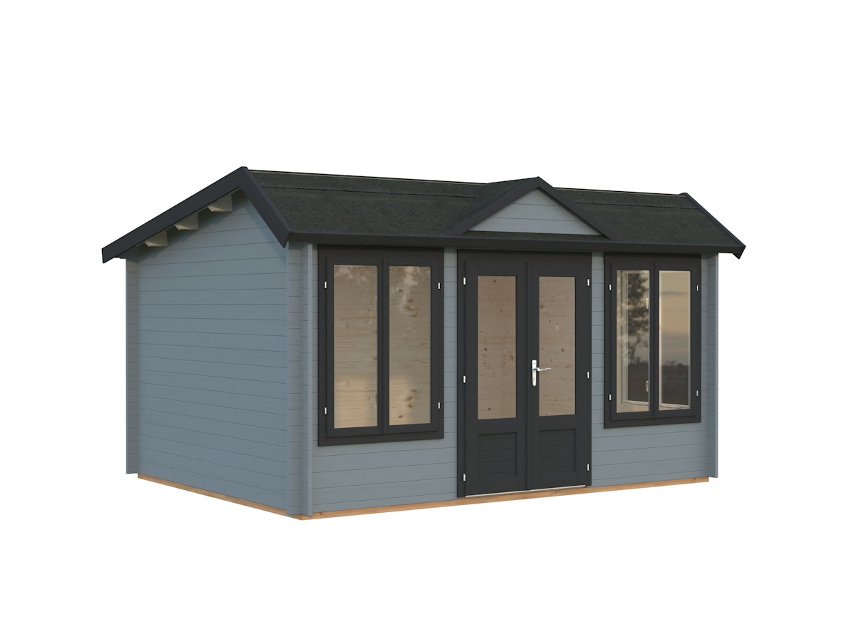 Palmako Gartenhaus Claudia Pentroof (Stufendach) 11,5 m² - 34 mm hellgrau/anthrazit lackiert von Palmako