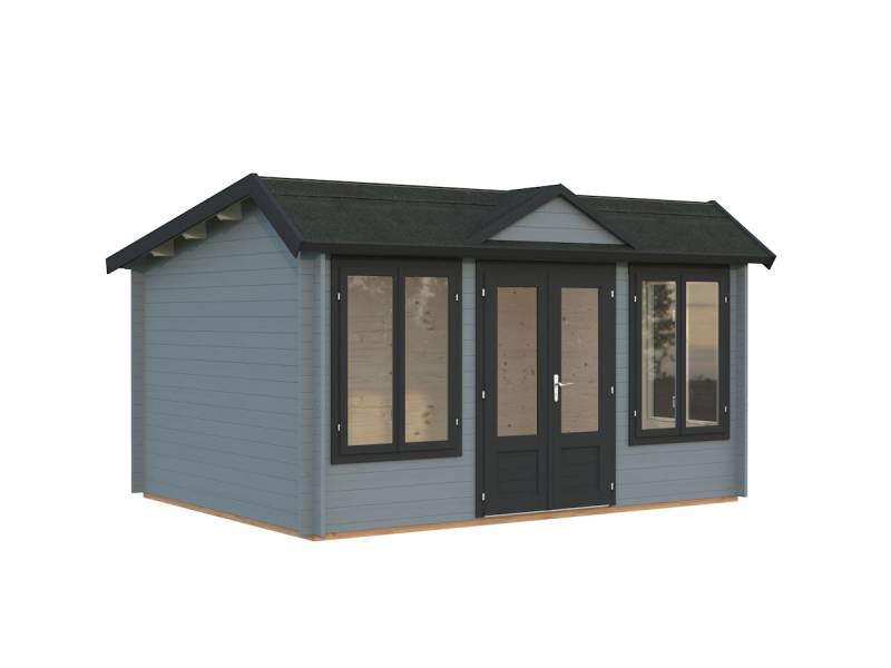 Palmako Gartenhaus Claudia Pentroof (Stufendach) 11,5 m² - 34 mm hellgrau/anthrazit lackiert von Palmako