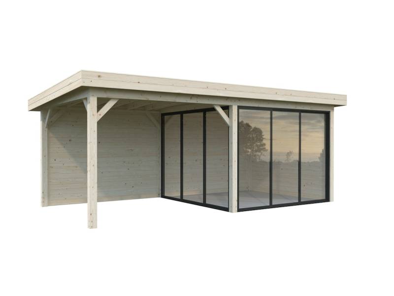 Palmako Gartenhaus Connect Lenna 16,6 m² Set 405 Slide naturbelassen von Palmako