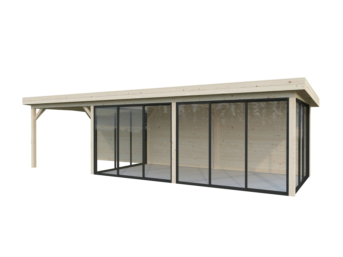 Palmako Gartenhaus Connect Lenna 24,9 m² Set 718 Slide Plus mit Isolierglas-Schiebetüren - 28 mm transparent tauchgrundiert von Palmako
