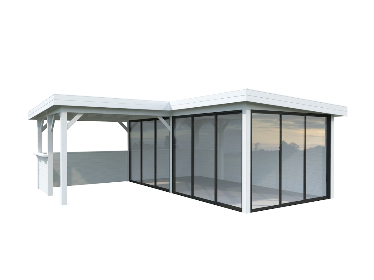 Palmako Gartenhaus Connect Lenna 24,9 m² Set 723 Slide Plus mit Isolierglas-Schiebetüren - 28 mm transparent tauchgrundiert von Palmako