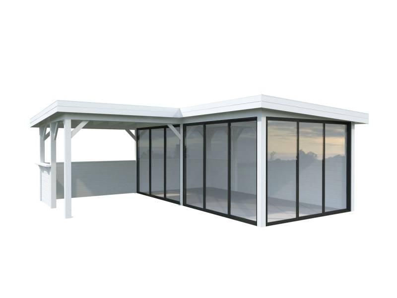 Palmako Gartenhaus Connect Lenna 24,9 m² Set 723 Slide Plus mit Isolierglas-Schiebetüren - 28 mm transparent tauchgrundiert von Palmako