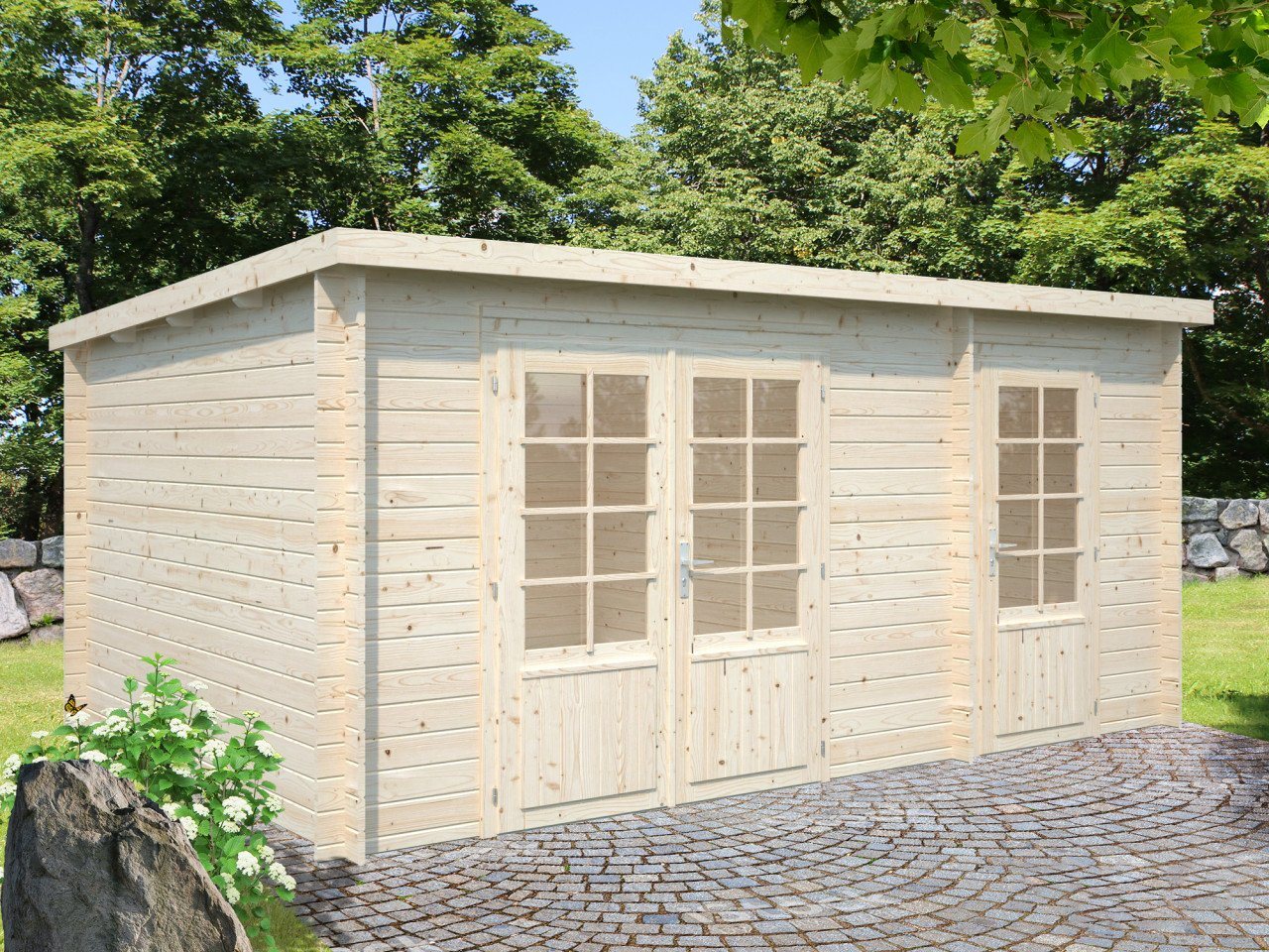 Palmako Gartenhaus Ella 13,1 Holzhaus Blockbohlenhaus, BxT: 470x320 cm, mit Fußboden von Palmako