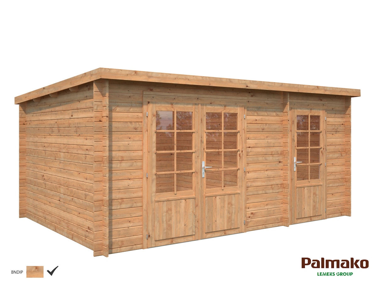 Palmako Gartenhaus Ella 13,1 m² Zweiraumhaus - 28 mm Hellbraun tauchimprägniert von Palmako