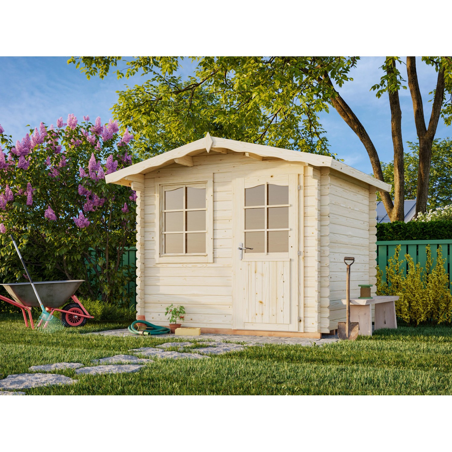 Palmako Gartenhaus Emma 240 x 200 cm Lackiert Dunkelgrau-Weiß FSC® von Palmako