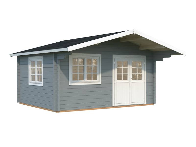 Palmako Gartenhaus Helena 15,1 m² - 70 mm hellgrau/weiß lackiert von Palmako