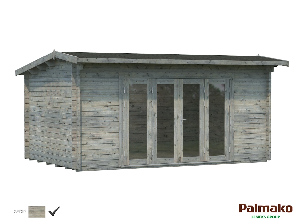 Palmako Gartenhaus Ines 13,7 m² - 44 mm Grau tauchimprägniert von Palmako