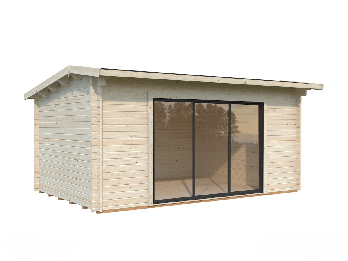 Palmako Gartenhaus Ines 13,7 m² mit Schiebetür - 44 mm naturbelassen von Palmako