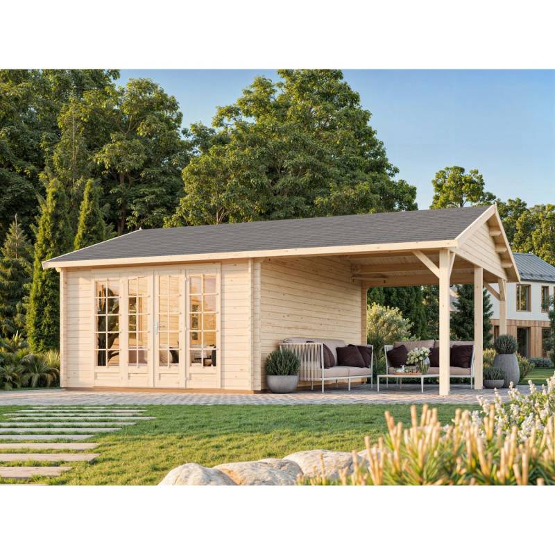 Palmako Gartenhaus Irene 653 x 550 cm Lackiert Grau-Weiß FSC® von Palmako