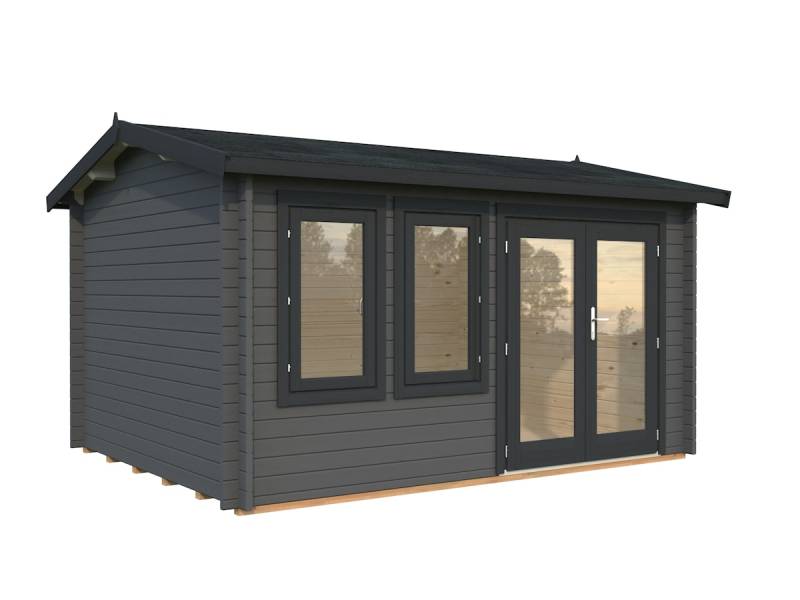 Palmako Gartenhaus Iris 11,1 m² - 44 mm dunkelgrau/anthrazit lackiert von Palmako