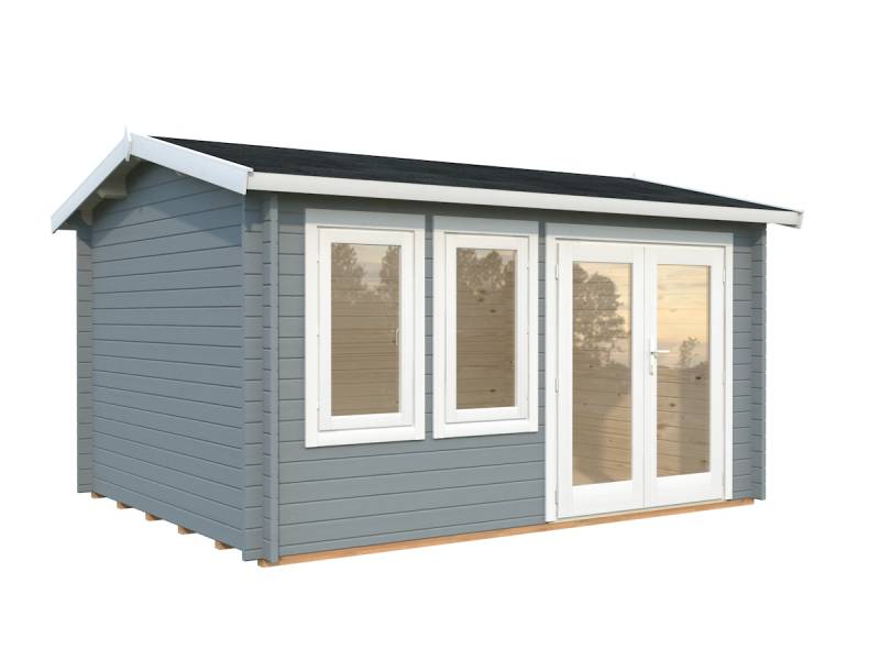Palmako Gartenhaus Iris 11,1 m² - 44 mm hellgrau/weiß lackiert von Palmako