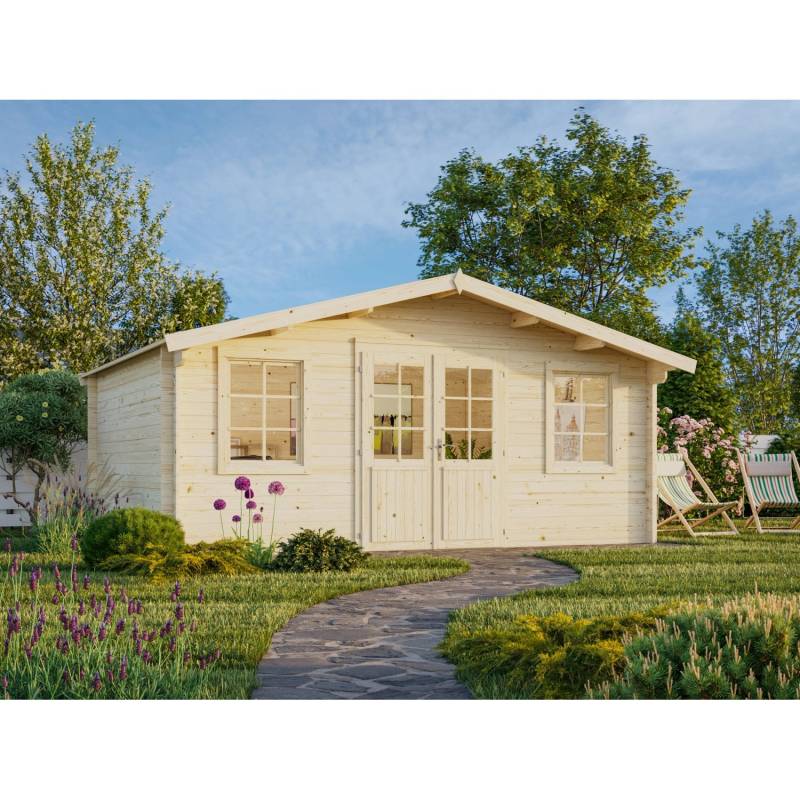 Palmako Gartenhaus Klara 484 x 360 cm Lackiert Grau-Weiß FSC® von Palmako