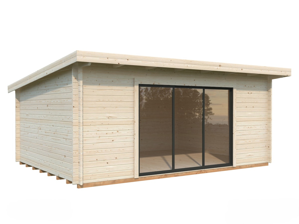 Palmako Gartenhaus Lea 19,4 m² Plus mit Isolierglas-Schiebetür - 44 mm Transparent tauchgrundiert von Palmako