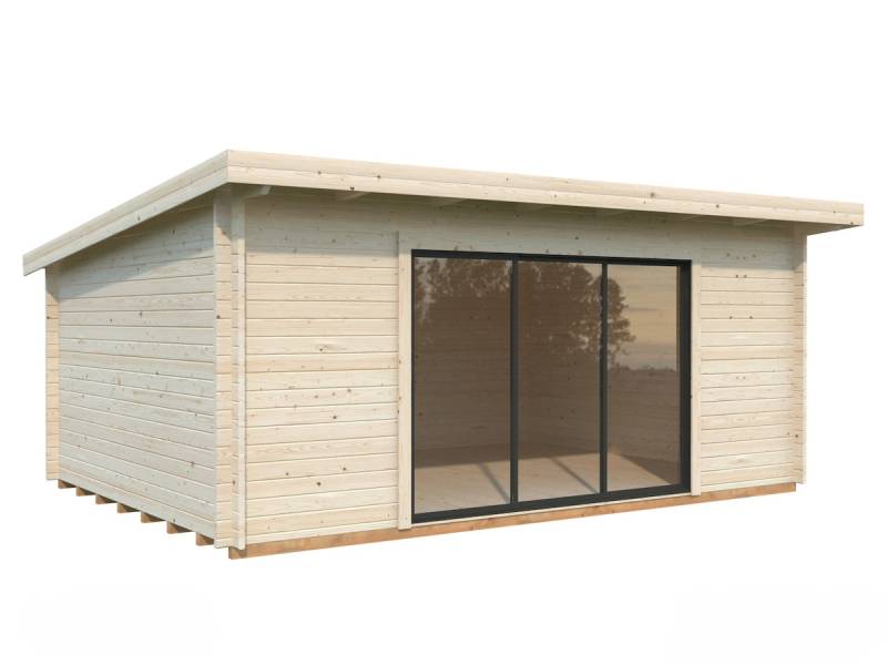 Palmako Gartenhaus Lea 19,4 m² mit Schiebetür - 44 mm Transparent tauchgrundiert inkl. gratis EPDM-Dachfolie von Palmako