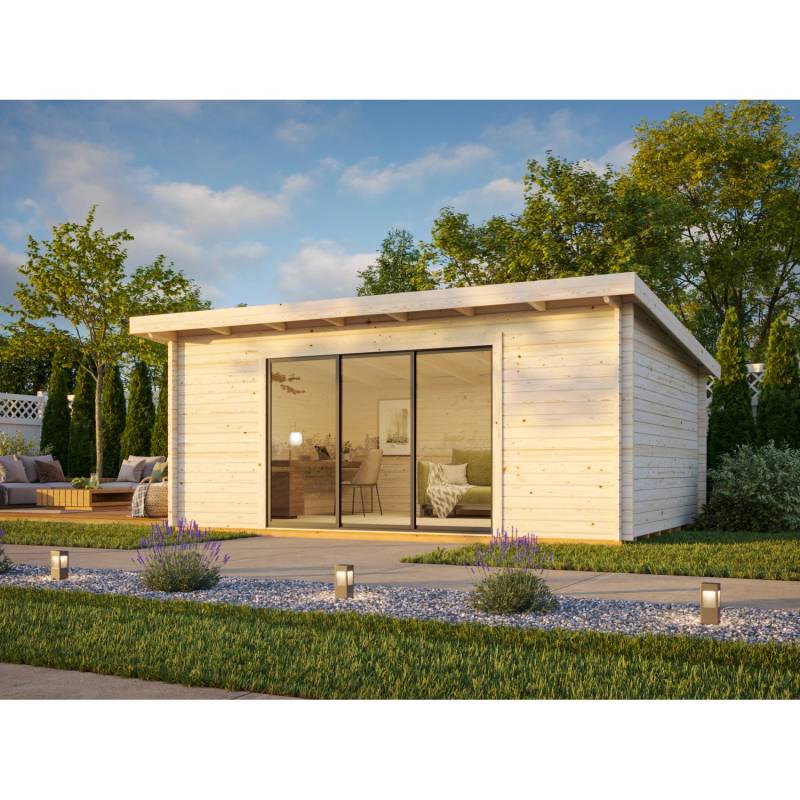 Palmako Gartenhaus Lea Slide 530 x 380 cm Lackiert Hellgrau-Anthrazit FSC® von Palmako
