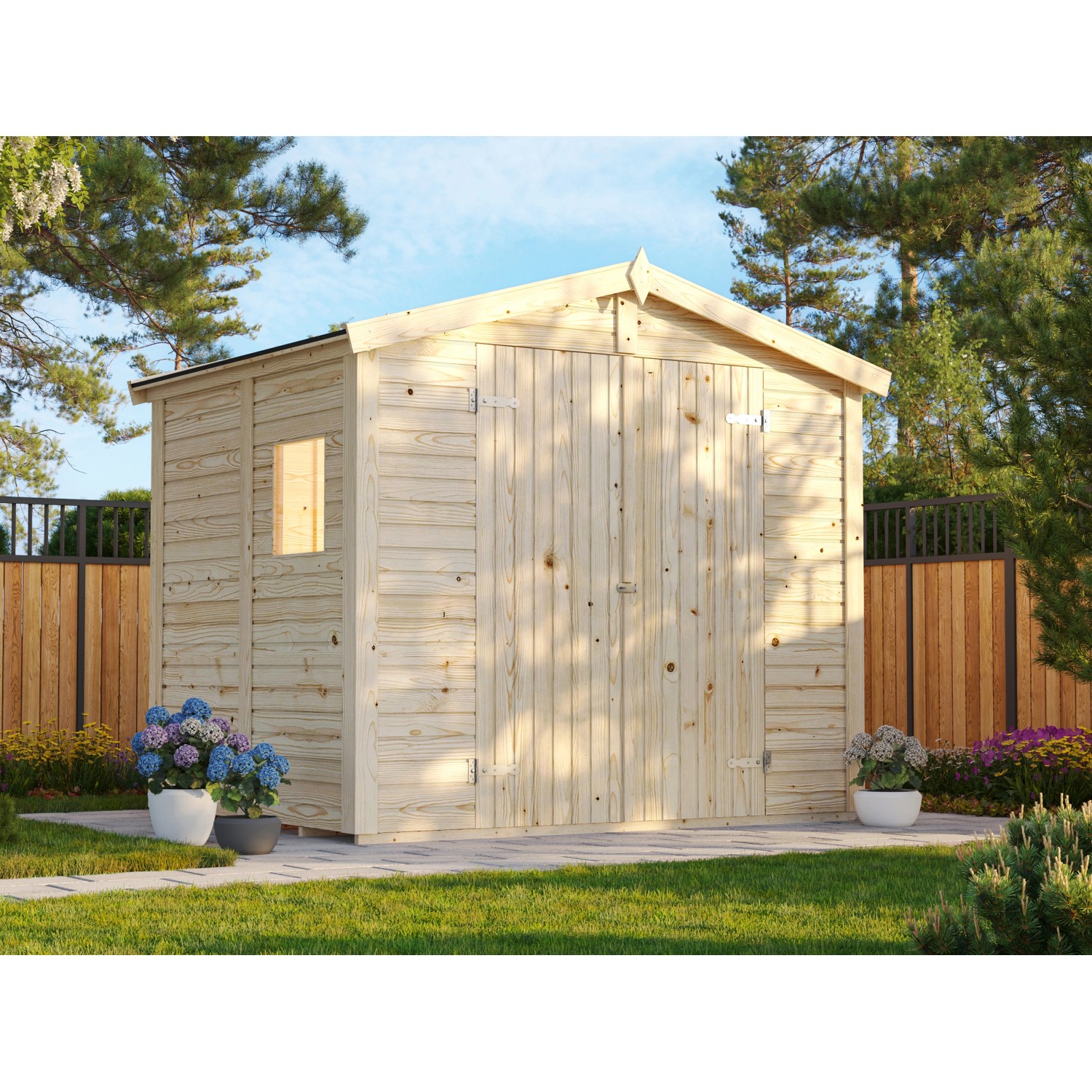 Palmako Gerätehaus Dan 243 x 190 cm Lackiert Dunkelgrau FSC® von Palmako