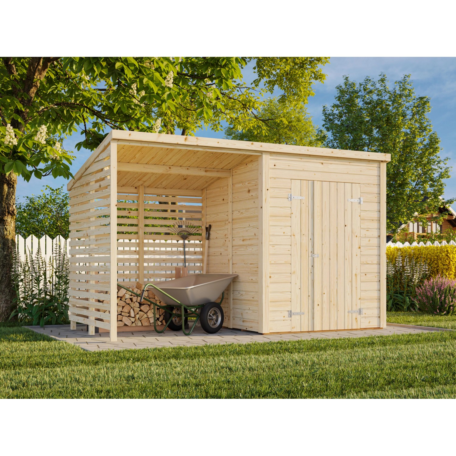 Palmako Gerätehaus Leif 370 x 170 cm Lackiert Dunkelgrau FSC® von Palmako
