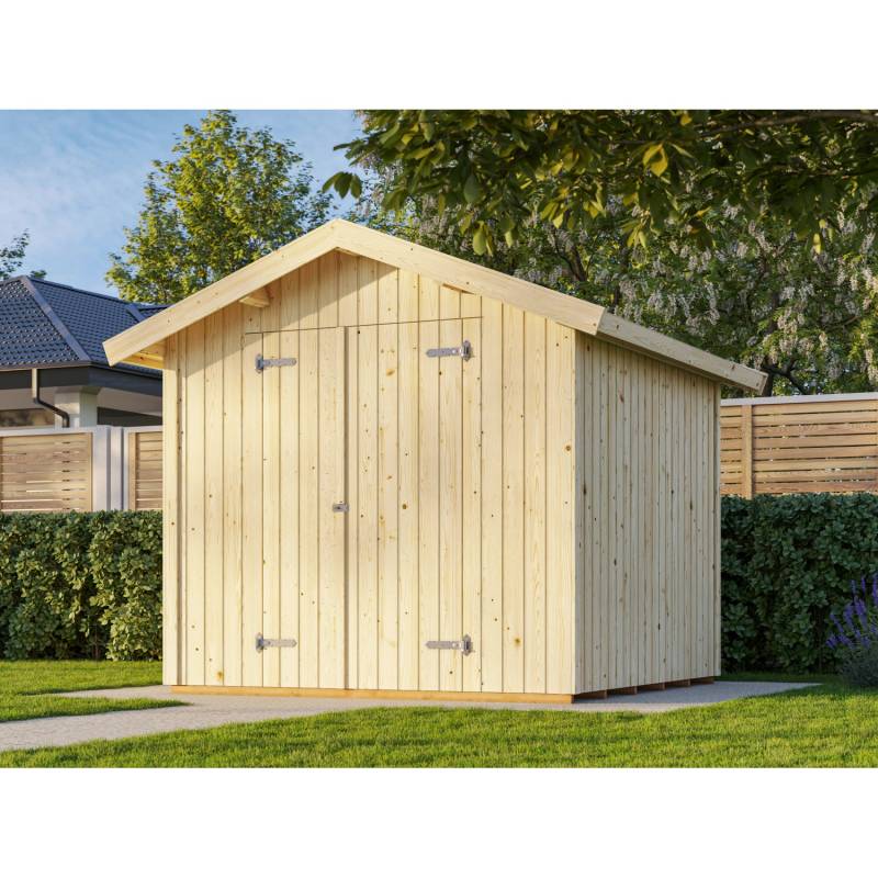 Palmako Gerätehaus Nils 233 x 239 cm Lackiert Hellgrau FSC® von Palmako