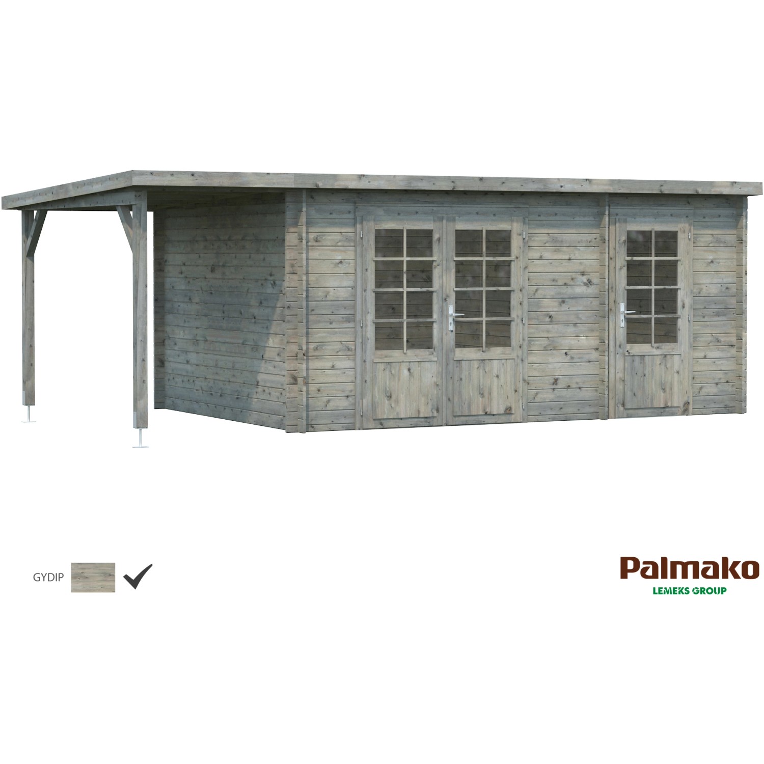 Palmako Ella Holz-Gartenhaus Grau Pultdach Tauchgrundiert 610 cm x 300 cm von Palmako