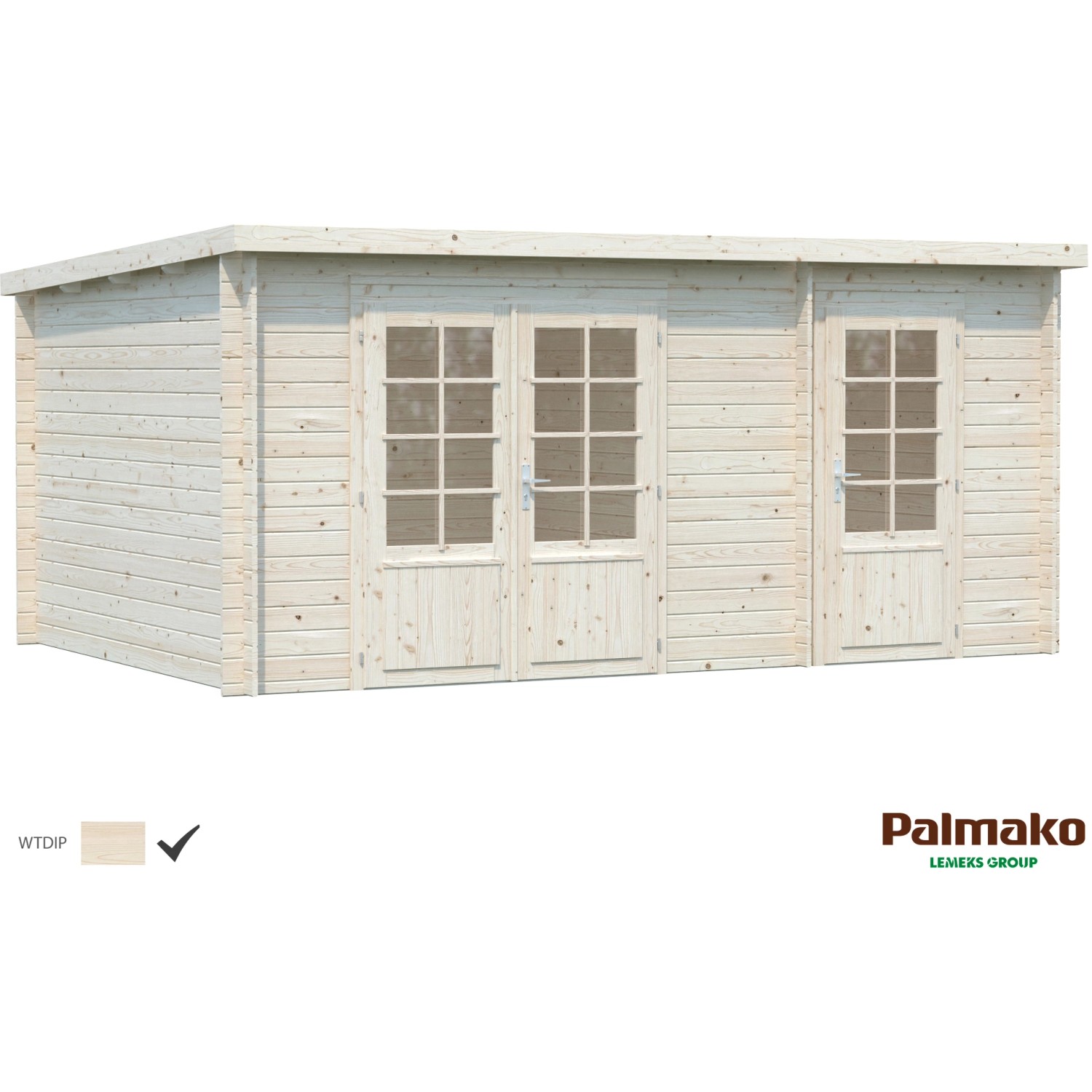 Palmako Ella Holz-Gartenhaus Klar Pultdach Tauchgrundiert 470 cm x 300 cm von Palmako