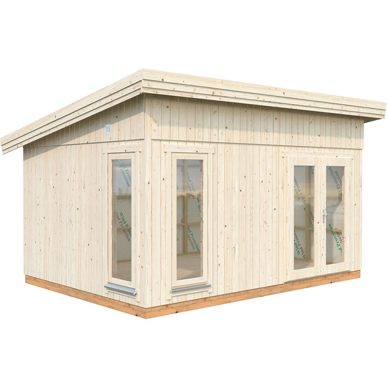 Palmako Holz-Gartenhaus Natur Flachdach Unbehandelt 502 cm x 330 cm von Palmako