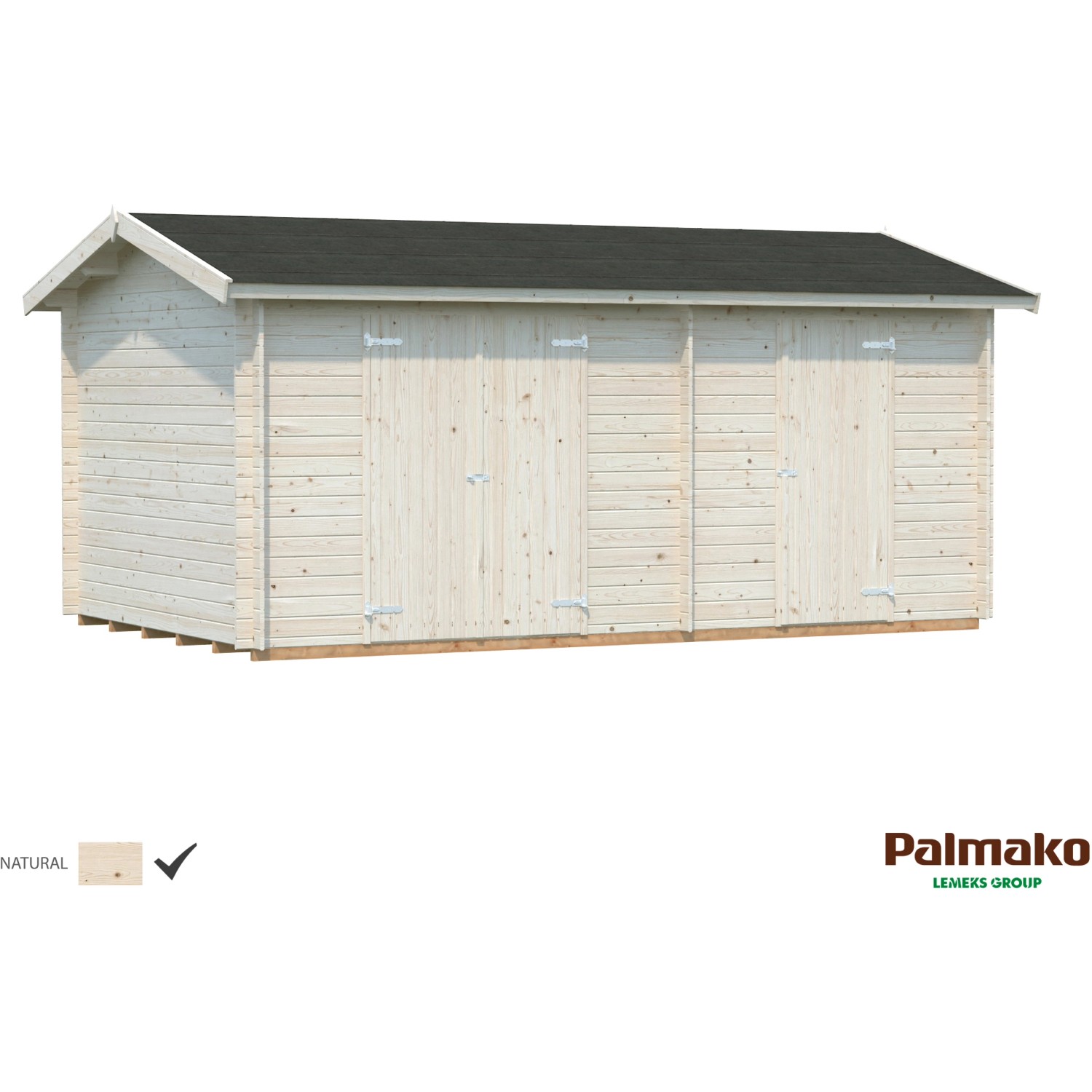 Palmako Jari Holz-Gartenhaus Natur Satteldach Unbehandelt 520 cm x 300 cm von Palmako