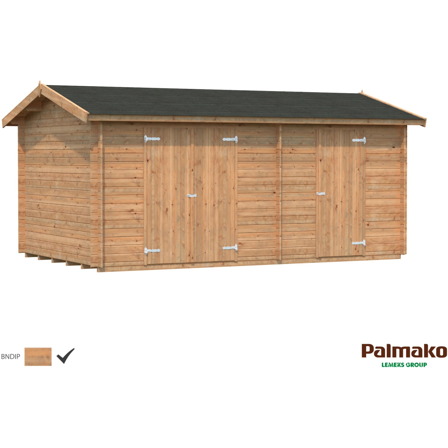 Palmako Jari Holz-Gartenhaus Braun Satteldach Tauchgrundiert 520 cm x 300 cm von Palmako