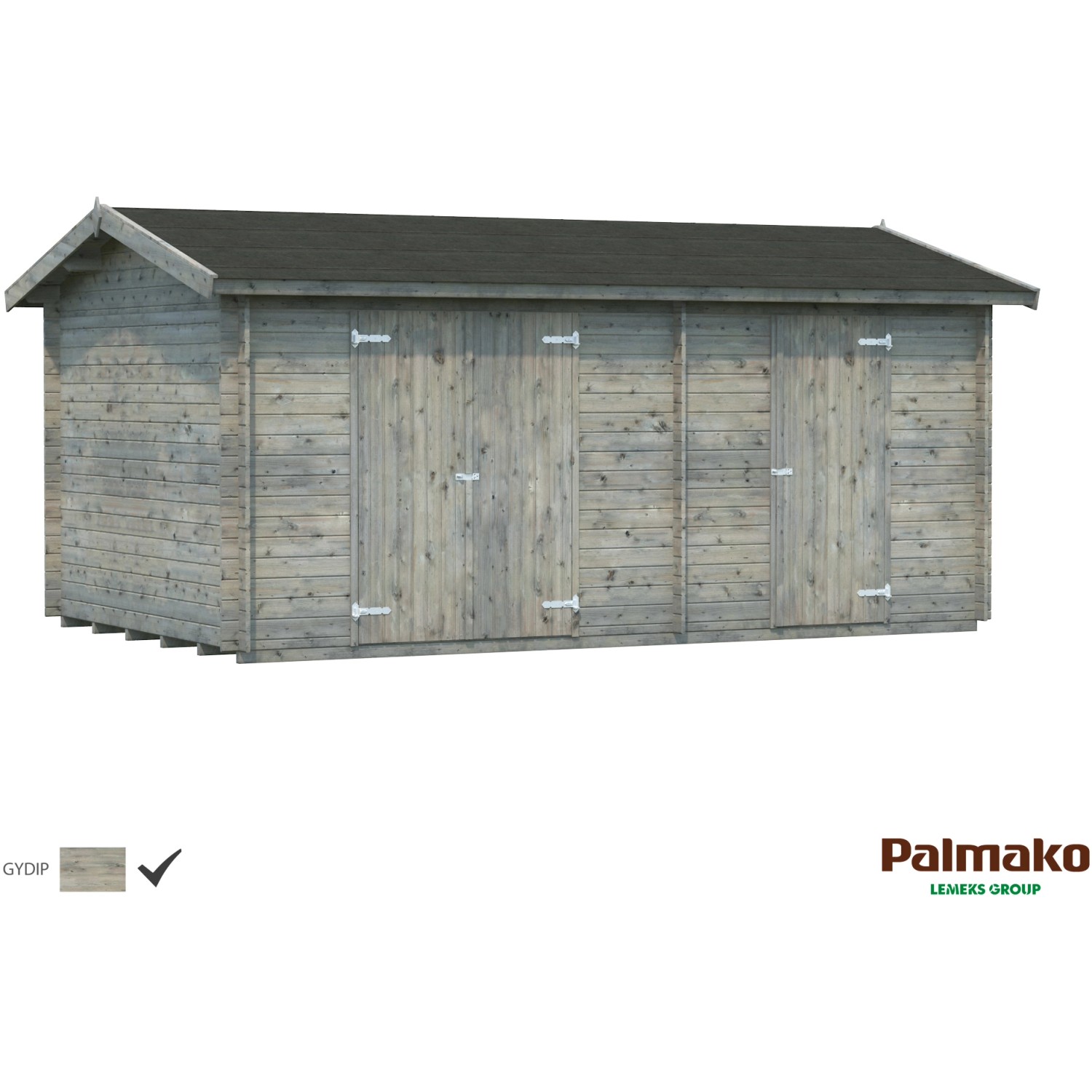 Palmako Jari Holz-Gartenhaus Grau Satteldach Tauchgrundiert 520 cm x 300 cm von Palmako