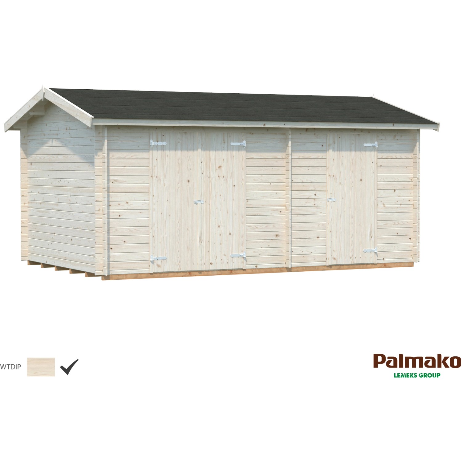 Palmako Jari Holz-Gartenhaus Klar Satteldach Tauchgrundiert 520 cm x 300 cm von Palmako