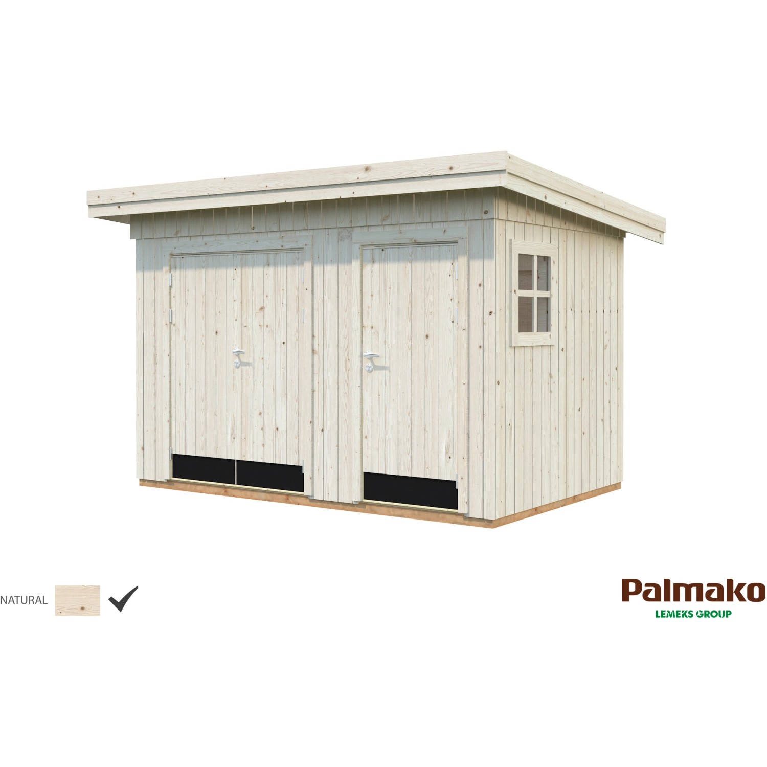 Palmako Kalle Holz-Gartenhaus Natur Pultdach Unbehandelt 221 cm von Palmako