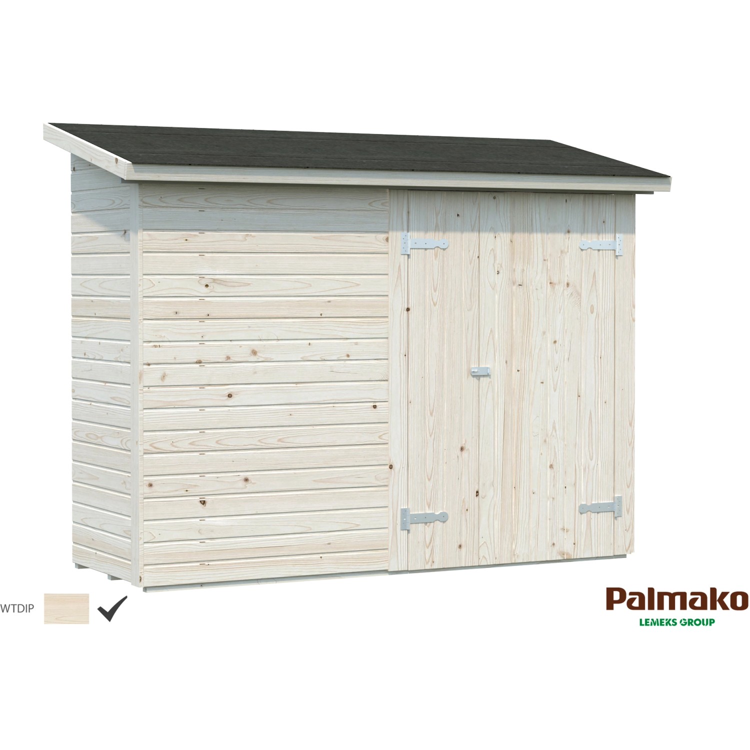 Palmako Leif Holz-Gartenhaus Klar Pultdach Tauchgrundiert 234 cm x 95 cm von Palmako