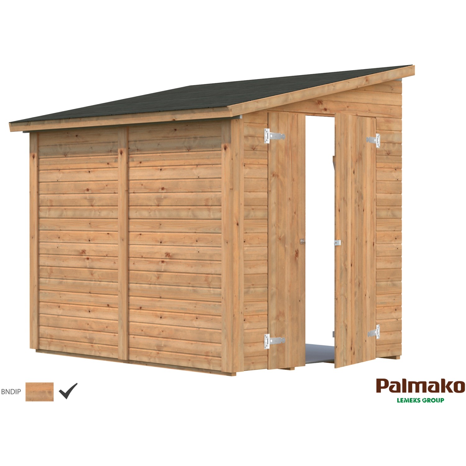 Palmako Mia Holz-Gartenhaus Braun Pultdach Tauchgrundiert 222 cm x 165 cm von Palmako