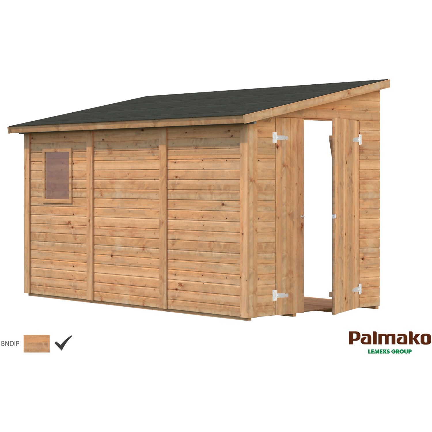 Palmako Mia Holz-Gartenhaus Braun Pultdach Tauchgrundiert 333 cm x 165 cm von Palmako