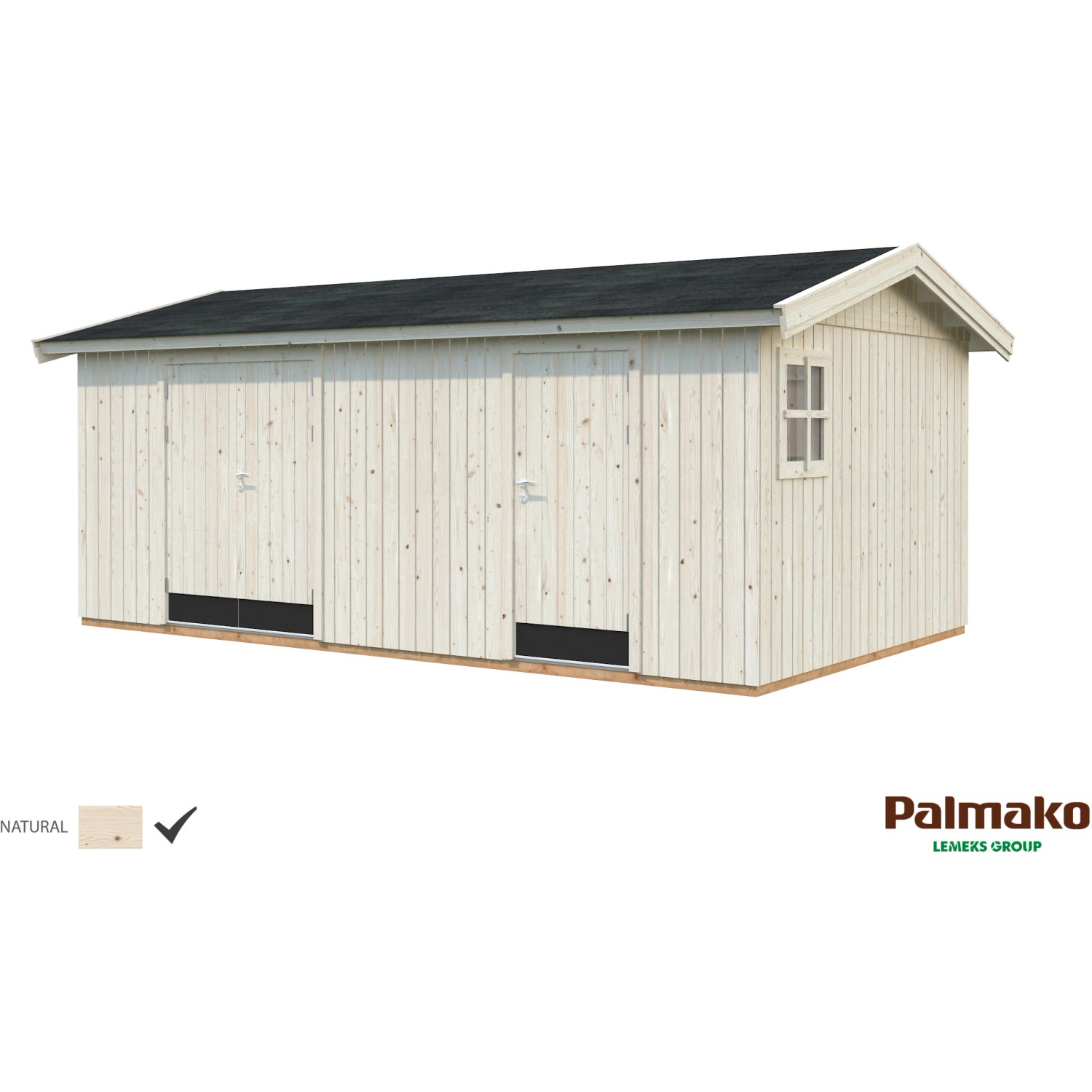 Palmako Olaf Holz-Gartenhaus Natur Satteldach Unbehandelt 561 cm x 330 cm von Palmako