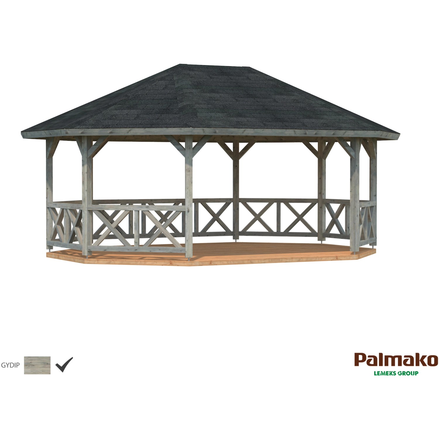 Palmako Holz-Pavillon Betty Grau tauchgrundiert BxT: 615 cm x 465 cm von Palmako