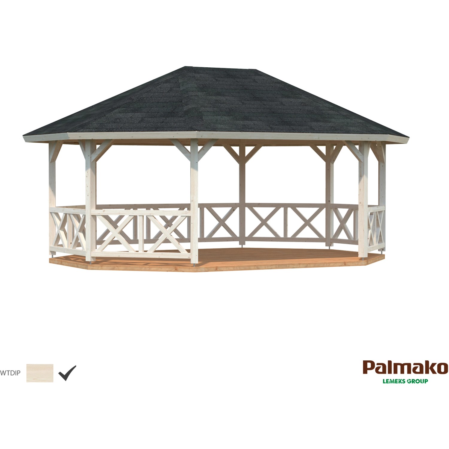 Palmako Holz-Pavillon Betty klar tauchgrundiert BxT: 615 cm x 465 cm von Palmako
