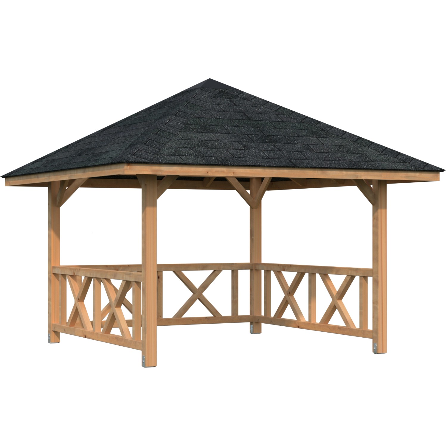 Palmako Holz-Pavillon Bianca 8,3 m² Set 1 Braun Tauchgrundiert von Palmako