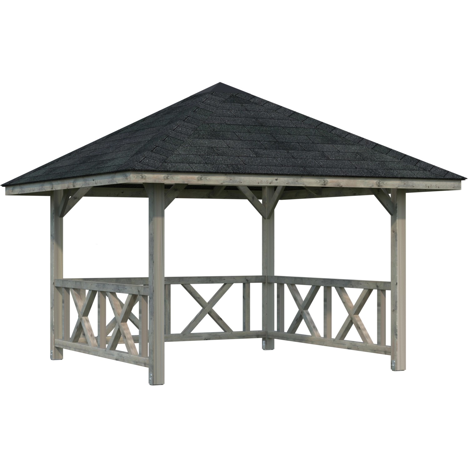 Palmako Holz-Pavillon Bianca 8,3 m² Set 1 Grau Tauchgrundiert von Palmako