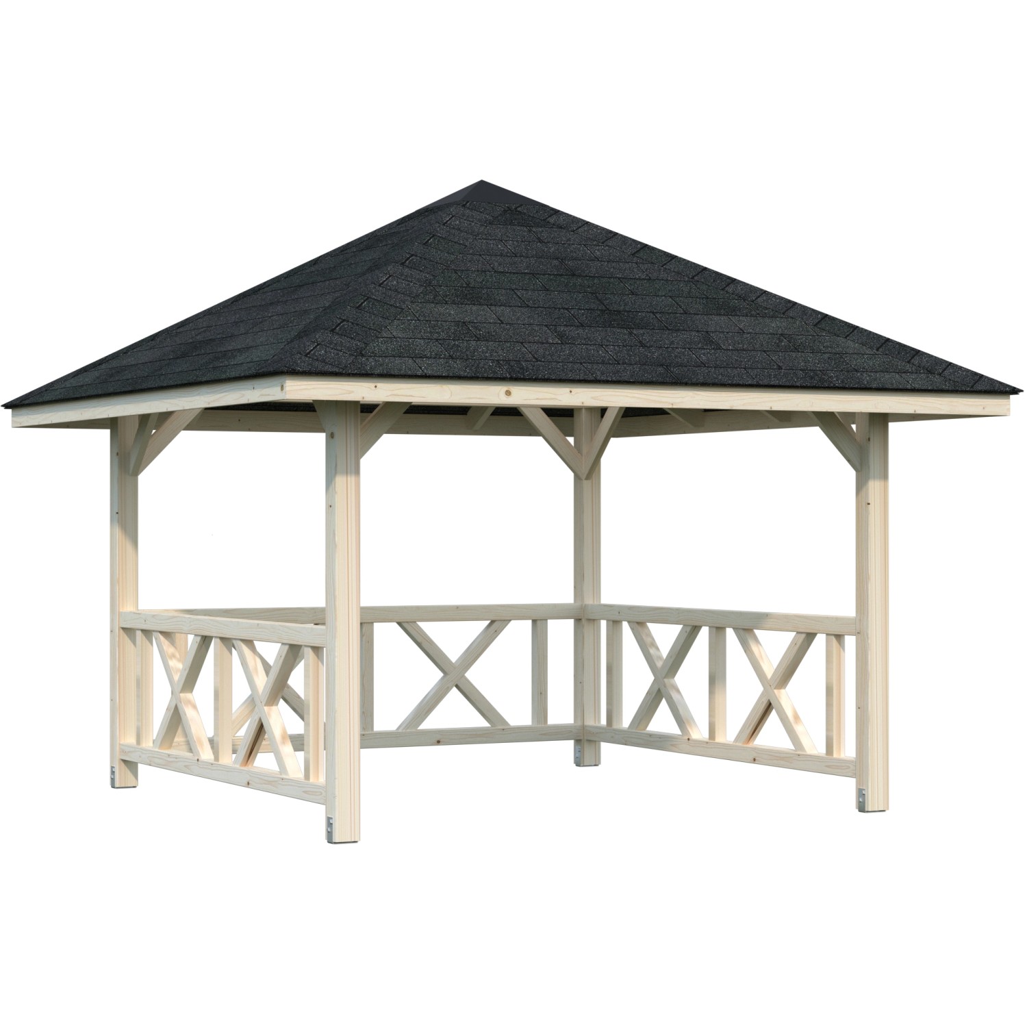 Palmako Holz-Pavillon Bianca 8,3 m² Set 1 Tansparent Tauchgrundiert von Palmako